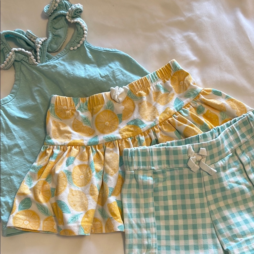 Tommy Bahama Cute Kids Summer Blue and Yellow Print Matching Set 2T